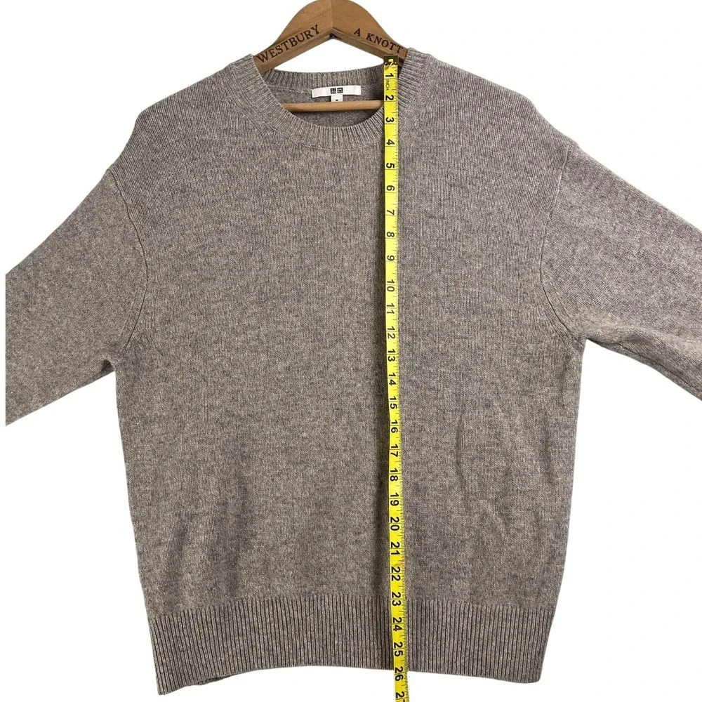 Uniqlo Womens 100% Wool Crew Neck Sweater Oatmeal Beige Heather dSize M - Picture 7 of 7